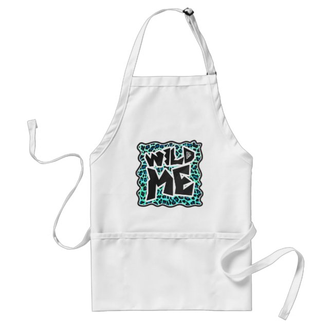 Leopard Black and Teal Print Standard Apron (Front)