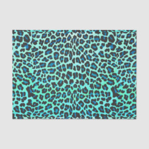 Leopard Black and Teal Print Tissue Paper