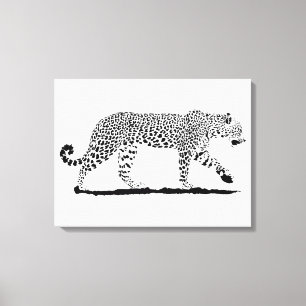 Leopard black and white fine art drawing. canvas print