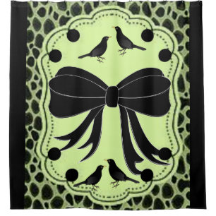 Leopard black bird showercurtain shower curtain