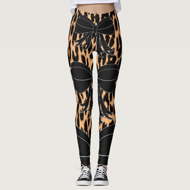 Leopard black bow leggings (Front)
