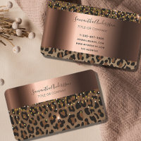 Leopard black brown sparkle glam bronze foil