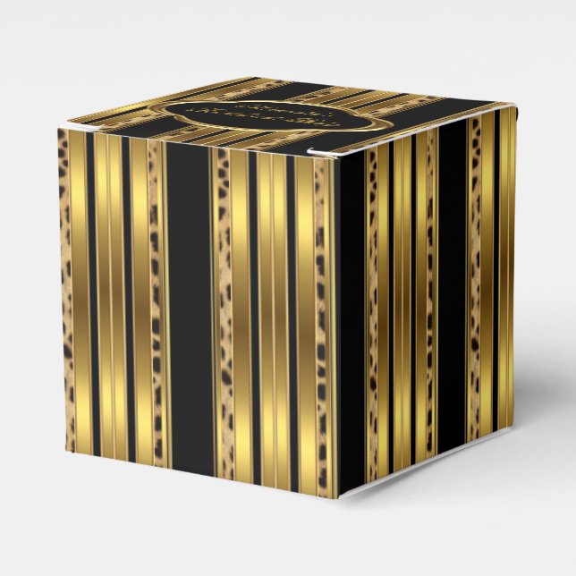 Leopard Black Gold Bachelorette Party Favour Box 2 (Front Side)