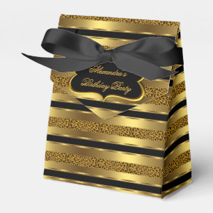Leopard Black Gold Birthday Party Favour Gift Box