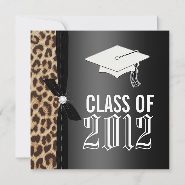 Leopard Black Graduation Party Invitation (Front)