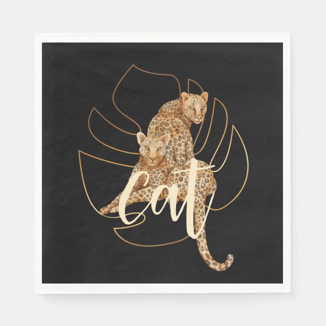 Leopard black paper  napkin (Front)