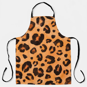Leopard black yellow orange brown seamless backgro apron