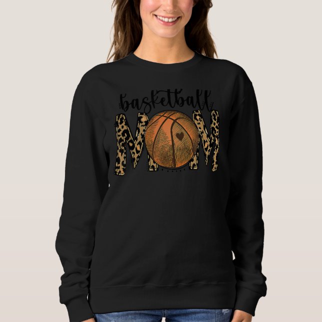 Leopard Bleached Basketball Mum Game Day Sweatshirt (Front)