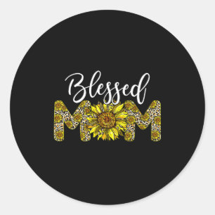 Leopard blessed mum sunflower mum life mother's da classic round sticker