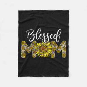 Leopard blessed mum sunflower mum life mother's da fleece blanket