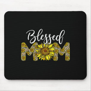 Leopard blessed mum sunflower mum life mother's da mouse mat