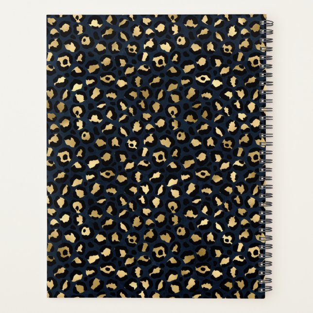 Leopard blue and gold pattern planner (Back)
