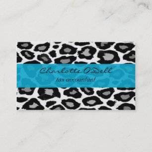 leopard; blue business card