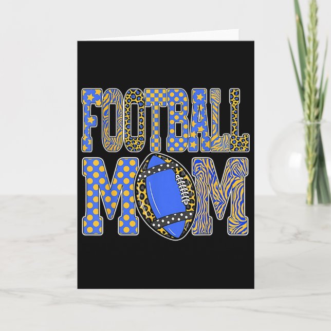 Leopard Blue Gold Chequered Football Touchdown Sea Card (Front)