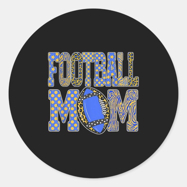 Leopard Blue Gold Chequered Football Touchdown Sea Classic Round Sticker (Front)