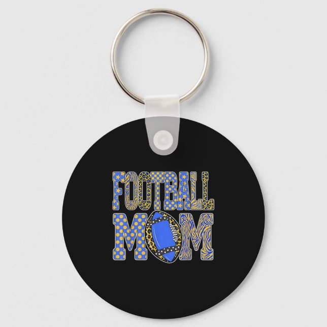 Leopard Blue Gold Chequered Football Touchdown Sea Key Ring (Front)