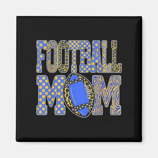 Leopard Blue Gold Chequered Football Touchdown Sea Magnet (Front)