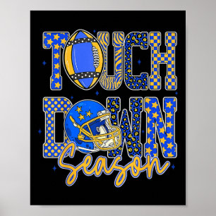 Leopard Blue Gold Chequered Football Touchdown Sea Poster