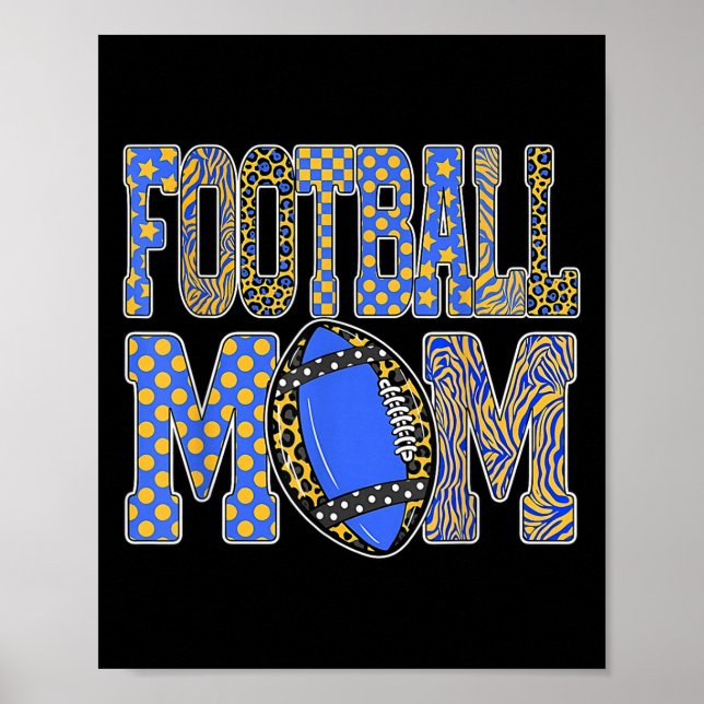 Leopard Blue Gold Chequered Football Touchdown Sea Poster (Front)