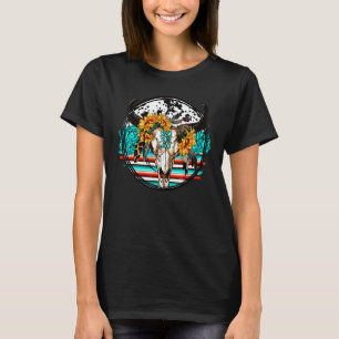 Leopard Boho Bull Skull Sunflower Western Country T-Shirt