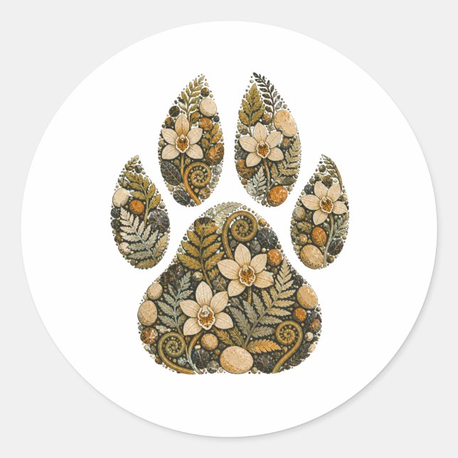 Leopard Botanical Footprint Nature Sticker (Front)