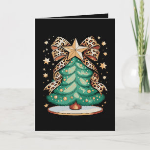 Leopard Bow Christmas Tree Glam Holiday Xmas Card