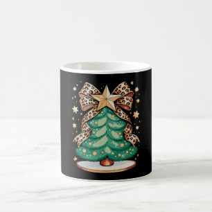Leopard Bow Christmas Tree Glam Holiday Xmas Coffee Mug