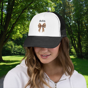 Leopard bow name trucker hat