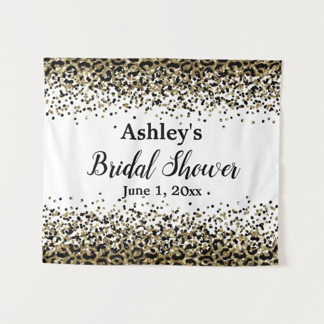 Leopard Bridal Shower Backdrop Photo Booth Prop Tapestry (Front (Horizontal))