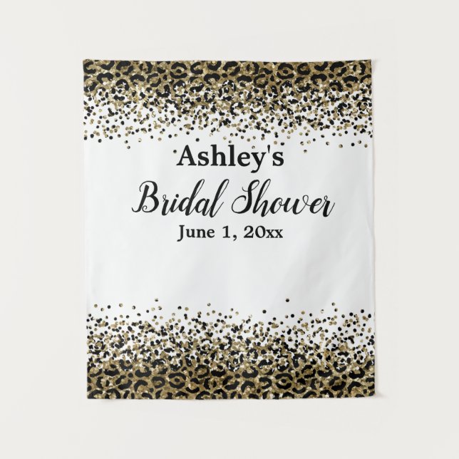 Leopard Bridal Shower Backdrop Photo Booth Prop Tapestry (Front)