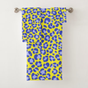 Leopard Bright Yellow Blue Bath Towel Set