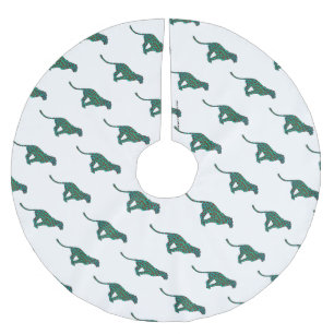 Leopard Brown and Teal Print Brushed Polyester Tree Skirt