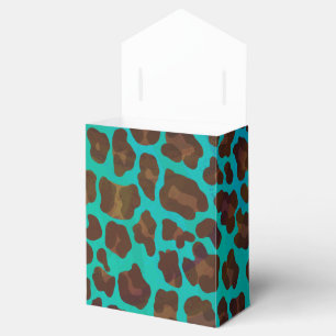 Leopard Brown and Teal Print Favour Box