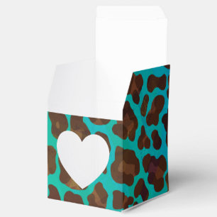 Leopard Brown and Teal Print Favour Box