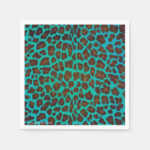 Leopard Brown and Teal Print Napkin