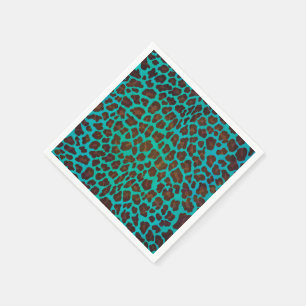 Leopard Brown and Teal Print Napkin