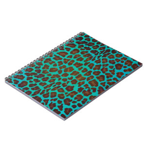 Leopard Brown and Teal Print Notebook