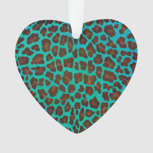 Leopard Brown and Teal Print Ornament