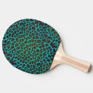Leopard Brown and Teal Print Ping Pong Paddle