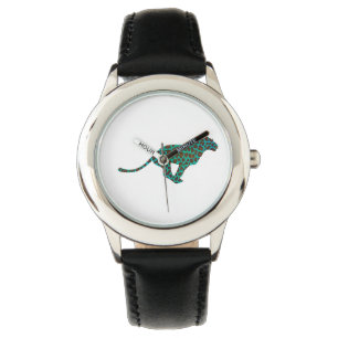 Leopard Brown and Teal Print Watch