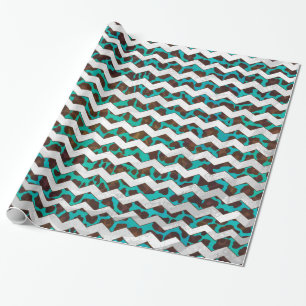 Leopard Brown and Teal Print Wrapping Paper