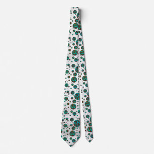 Leopard Brown and Teal PrintPolka Dots Tie