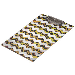 Leopard Brown and Yellow Cevron Print Clipboard
