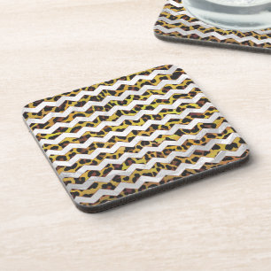 Leopard Brown and Yellow Cevron Print Coaster