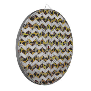 Leopard Brown and Yellow Cevron Print Dartboard