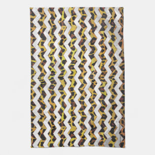 Leopard Brown and Yellow Cevron Print Tea Towel