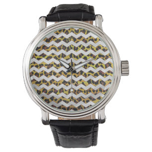 Leopard Brown and Yellow Cevron Print Watch