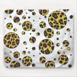 Leopard Brown and Yellow Polka Dot Mouse Mat