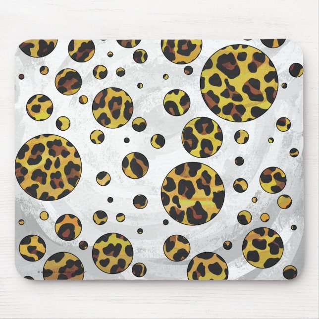 Leopard Brown and Yellow Polka Dot Mouse Mat (Front)