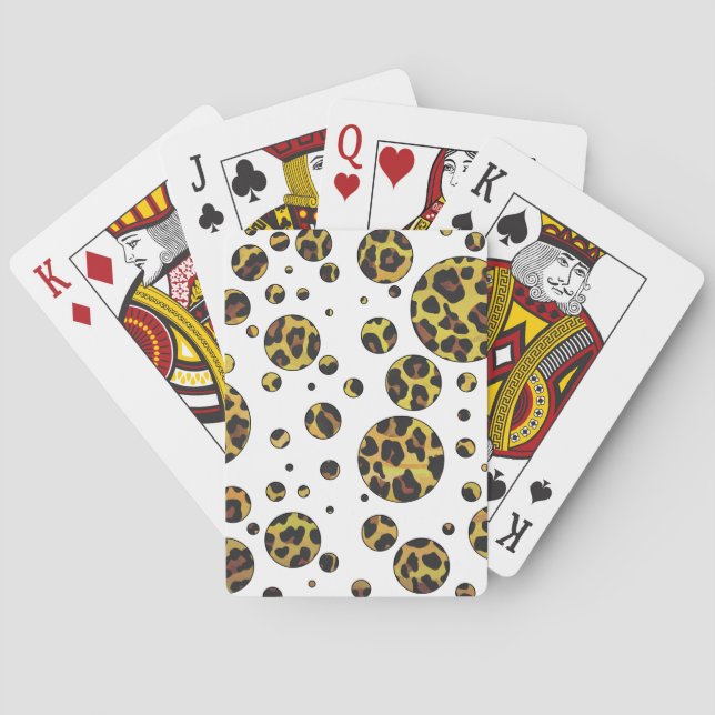 Leopard Brown and Yellow Polka Dot Playing Cards (Back)